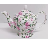 Rainbow Decors Pink Ivy Rose Teapot Fine Bone China 20oz 575 ml Pink Roses Floral Hand Decorated in UK