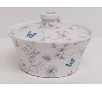 Rainbow Decors Secret Garden Casserole Dish with Lid 500 ml 17 oz Ceramic Flowers Butterflies Bees Oven to Table Bakeware Hand Decorated in UK