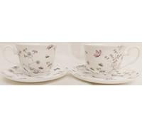 Rainbow Decors Secret Garden Cups and Saucers Set of 2 Fine Bone China Tea Coffee Cups & Saucers Hand Decorated in UK