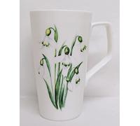 Rainbow Decors Snowdrop Mug 20oz Fine Bone China Large Jumbo 1 Pint Latte Coffee Tea Cup Hand Decorated UK, White
