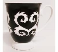 Rainbow Decors Stormy Hearts Mug Fine Bone China 300 ml Black & White Royal Footed Cup Hand Decorated in UK