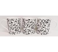 Rainbow Decors Venetian White Mugs Set of 4 Bone China Large Balmoral 14fl oz 400 ml Swirl & Leaves Cups Hand Decorated in UK