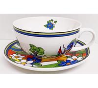 Rainbow Decors Village Art Deco Cup & Saucer Fine Bone China 300 ml Exclusive Countryside Scene Cappuccino Set