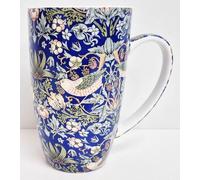 Rainbow Decors William Morris Strawberry Thief Blue Mug 425 ml Bone China Empire Latte Fantasy Garden Birds Strawberries Floral Cup Hand Decorated UK