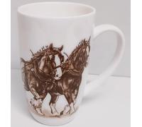 Rainbow Decors Working Horses Mug Bone China 15fl oz 425 ml Vintage Scene Empire Latte Chocolate Hand Decorated UK