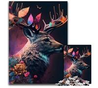 Rainbow Deer Flowers Jigsaw Puzzles for Adults 1000 Impossible Jigsaw Puzzles for Adults for Teenagers, Family Game Night, Brain-Challenging Gift Idea 50x75CM/19.68x29.52inch