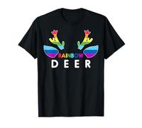 Rainbow Deer Pride LGBTQ Aesthetic Holiday Reindeer Graphic T-Shirt