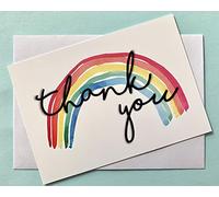 Rainbow Design Thank You A6 Landscape Greetings Postcard Note Cards 25 Pack with Envelopes NHS Adults Children Gratitude Thanks