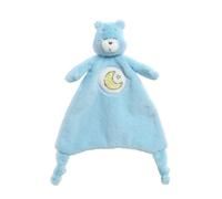 Rainbow Designs Care Bears Bedtime Bear Baby Comforter Newborn Blanket | Soft plush Bedtime Bear comforter with moon and star print, knotted corners and sleepy face for soothing cuddles and play