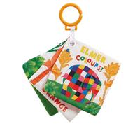 Rainbow Designs Elmer Cloth Book - Touch and Feel Play & Go Square Book for Babies - Colourful Soft Toy with Squeaky & Crinkly Pages - Sensory Pram Toy