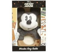 Rainbow Designs Official Disney - Mickey Mouse Memories Wooden Ring Rattle Sensory Toy for Babies