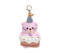 Rainbow Designs Pembe Happy Birthday Keychain, Pink Cat Plush Bag Charm, 15cm Kawaii Soft Toy Clip, Cute Keepsake Gift for Backpacks & Keys, Valentine’s Day & Anniversary