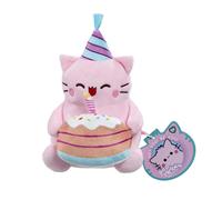 Rainbow Designs Pembe Happy Birthday Pink Cat Soft Toy, 15cm Kawaii Plush holding Star, Cute Collectable Gift for Kids & Adults, Soft Fabric Stuffed Animal, Positive & Uplifting Small Plushie