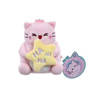 Rainbow Designs Pembe Laughing Pink Cat Soft Toy, 15cm Kawaii Plush holding Star, Cute Collectable Gift for Kids & Adults, Soft Fabric Stuffed Animal, Positive & Uplifting Small Plushie