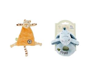 Rainbow Designs Tigger Comfort Blanket - Baby Comforter Present, Tigger Winnie the Pooh Friends From Hundred Acre Wood, Winnie The Pooh Blanket & Classic Eeyore Ring Rattle, White