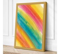 Rainbow Diagonal Abstract Canvas Wall Art Print 30x20 Inch (76 x 51 cm)