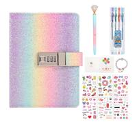 Rainbow Diary with Lock for Girls, Secret Diary for Girls Age 6-14, Birthday Gifts for Girls 7 8 9 10 11 12 13 Year Old, Diary with Lock for Girls Teen, Locked Journal Pen Notebook School Stationary