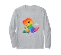 Rainbow Dino Adventure. Cute Kawaii Dinosaur Long Sleeve T-Shirt