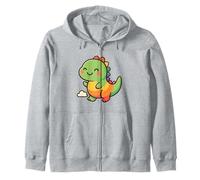 Rainbow Dino Adventure. Cute Kawaii Dinosaur Zip Hoodie