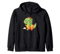 Rainbow Dino Adventure. Cute Kawaii Dinosaur Zip Hoodie