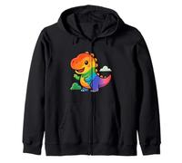 Rainbow Dino Adventure. Cute Kawaii Dinosaur Zip Hoodie