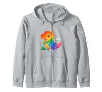 Rainbow Dino Adventure. Cute Kawaii Dinosaur Zip Hoodie