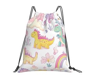 Rainbow Dinosaur Cartoon Dino Unisex Drawstring Backpack Waterproof Swimming Bags Lightweight Gym Sack For Hiking Gym Travel