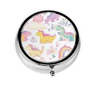 Rainbow Dinosaur Small Pill Box 3 Compartment Portable Pill Box for Purse Pocket Cartoon Dino Mini Medicine Organiser for Daily Vitamin Fish Oil Storage
