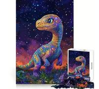 Rainbow Dinosaur Stars Jigsaw Puzzles 1000 Piece for Adults Intellect Toy Calm Relax Precise Cut Santa Wish Item (38x26cm)