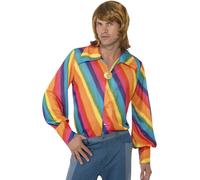 1970's Medium Rainbow Shirt - shirt 1970s rainbow fancy dress disco colour mens hippie costume adult 60s hippy