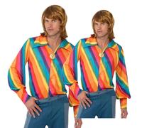 Rainbow Disco Shirt Mens 1970s Disco Groovy Hippie Shirt Fancy Dress