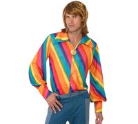 Rainbow Disco Shirt Mens 1970s Disco Groovy Hippie Shirt Fancy Dress