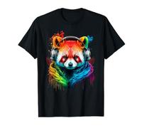 Rainbow Dj Red Panda with Headphones Value Graphic T-Shirt