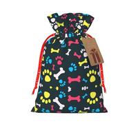 Rainbow Dog Cat Paw print Christmas Bag - Premium Holiday packet, Festive Xmas Packaging with Joyful Designs