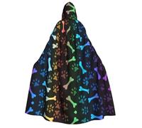 Rainbow Dog Cat Paw Print Halloween Role Playing Costume,Medieval Retro Wizard Robe, Adult Hooded Knight Cape For Men And Women