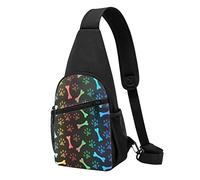 Rainbow Dog Cat Paw Printed Sling Bag for Everyday Casual Outings - Adjustable Crossbody Shoulder Chest Pack