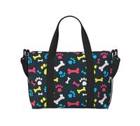 Rainbow Dog Cat Paw Travel Duffel Bag Carry On Tote Bags For Men,Weekender Overnight Bag,Sports Tote Gym Bag, Black, One Size