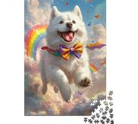Rainbow Dog Flying in Sky Jigsaw Puzzles Puzzle for Adults Kids. 1000 Piece Impossible Challenge Toy Educational Game Home Decoration for Educational Games Gifts 52x38cm/1000pcs