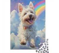 Rainbow Dog Heaven Painting Jigsaw Puzzles Puzzle for Adults Kids. 1000 Piece Impossible Challenge Toy Educational Game Home Decoration for Educational Games Gifts 38x26cm/1000pcs