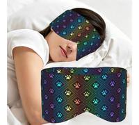 Rainbow Dog Paw Print, Sleep Mask for Home Travel, Full Eye Covers Light Blocking Eye Mask Sleep Eye and Ear Muffs