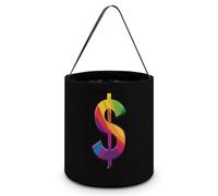 Rainbow Dollar Sign Large Easter Basket Candy Bags Canva Tote Bag Portable Hallowee Bucket