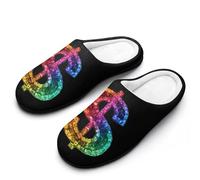 Rainbow Dollar Sign Men's House Slippers Memory Foam Washable Cotton Slip on Home Shoes