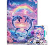 Rainbow Dolphin Jigsaw Puzzles for Teenagers 1000 Piece,Decompressing Intellectual Educational Toy Great Gifts And Toys (38x26cm)
