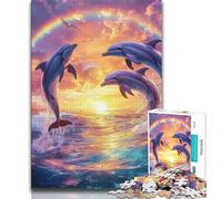 Rainbow Dolphin JigsawPuzzle 1000 Pieces for Adults,Challenging To Complete But Fun And Humorous Unique Home Decor And Gifts (50x75cm)