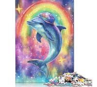 Rainbow Dolphin Watercolor 1000 Pieces Puzzles for Teenagers Gifts Paper Puzzle Jigsaws for Adults Home Educational Games DIY Toys 1000pcs (75x50cm)