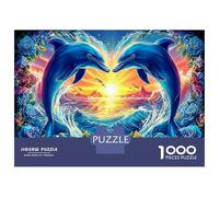 Rainbow Dolphins Premium Jigsaw Puzzle, Dolphin Heart 1000 Piece, Extra-Thick Cardboard, Cognitive Development Puzzle, Fun Present & Home Activity, Puzzle 38x26cm/1000pcs