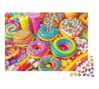 Rainbow Donuts Dessert 1000 Piece Colorful Rainbow Donuts Collage Jigsaws Puzzles for Adults And Kids Family Educational Games 1000 Pieces Stress Reliever Challenge High Difficulty 70x50cm/1000pcs