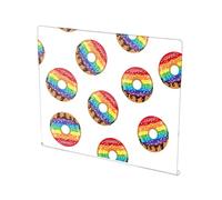 Rainbow Donuts White Pattern Acrylic Cutting Board with Counter Lip Non Slip Clear Cutting Board Mats for Protecting Countertops Large Size 16”×13”
