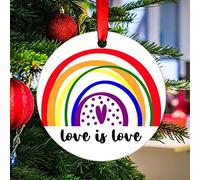 Rainbow Doodle Love Is Love Christmas Ornament Gender Equality LGBT Gay Pride Lesbian Christmas Tree Decorations Ceramic Christmas Ornament Christmas Tree Ornament Xmas Ornament
