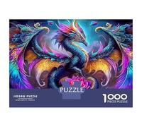 Rainbow Dragon 1000 Pieces Jigsaw Puzzles Engaging Home Decoration Colorful Fantasy Dragon Jigsaw Puzzles Beautiful Decoration for Adults And Kids 52x38cm/1000pcs